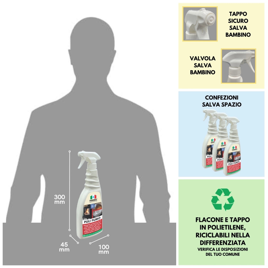 Detergente spray sgrassatore forte per pulizia ordinaria di forni, barbecue, stufe e pirofile MARBEC PULIFUMO® 750MLX6PZ