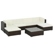Set di mobili da giardino mobili da esterno 7 pezzi con cuscini resina intrecciata marrone 02_0017301