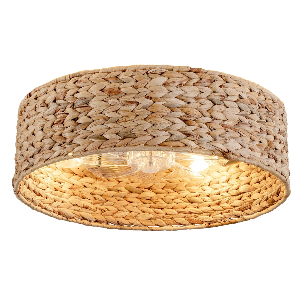 Ventilatore da soffitto con lampada 19 pollici in rattan; controllo Bluetooth e telecomando; rame
