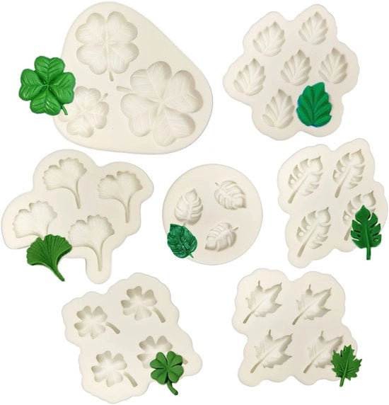 Forma di guscio di silicone - 7 foglie di forma di fondant - forma di torta - forma di caramella - forma di cioccolato - sicura alla temperatura - sicura per alimenti - forma per forno di silicone