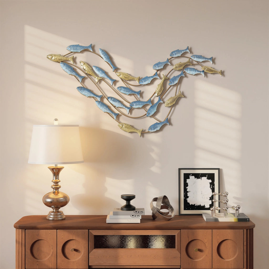 Quadro Scultura Murale Pesce Moderno ¨C zephmum ¨C Blu Chiaro 100x50 cm