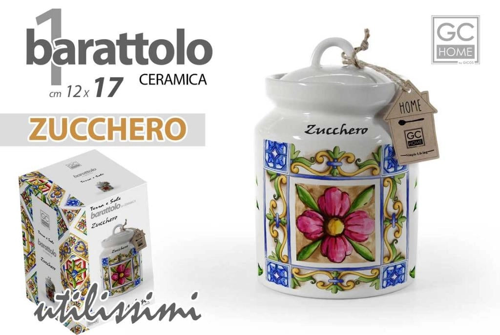 Barattolo Contenitore da Cucina in Ceramica Zucchero Terra e Sole 17 cm