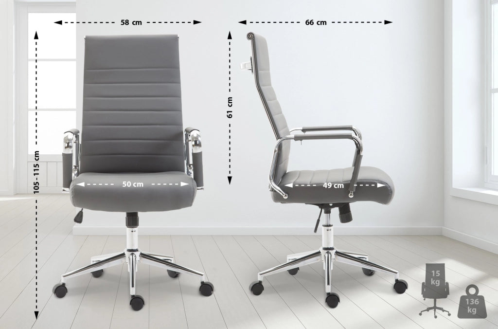 Sedia ufficio Kolumbus in similpelle grigio