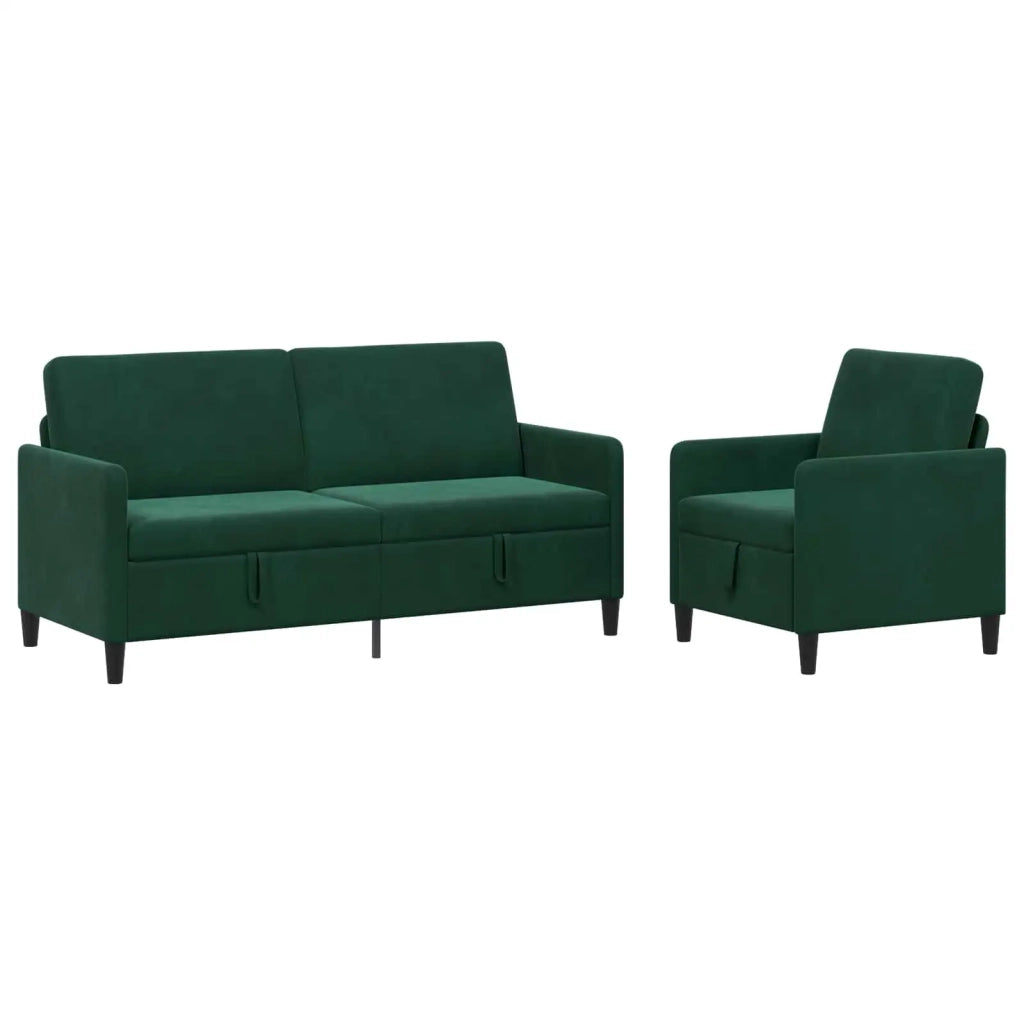 Set di Divani con Storage 2 pz Verde Scuro Poliestere 3429220