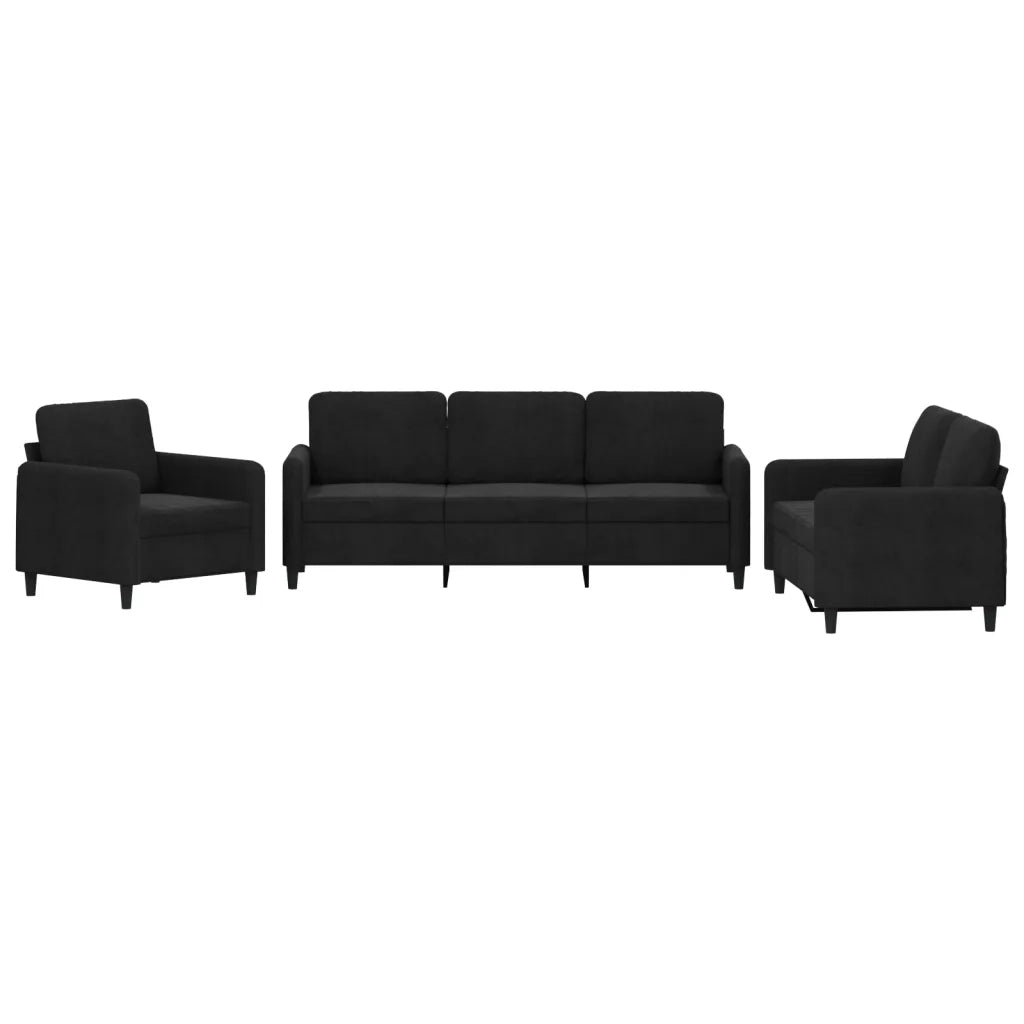 Set di Divani 3 pz Nero in Vellutocod mxl 104171