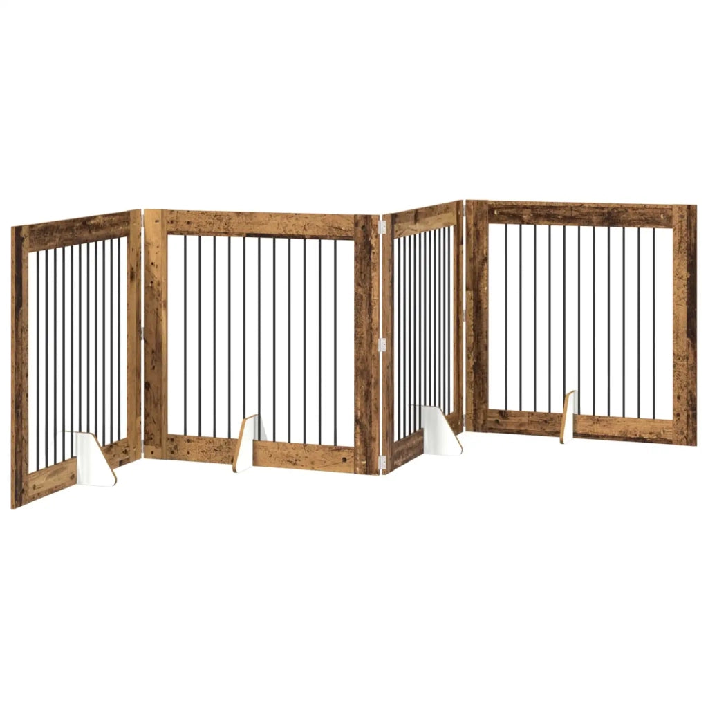 Cancello per cani con supporti 4 pz Legno antico 100 x 100 cm CFW9149405