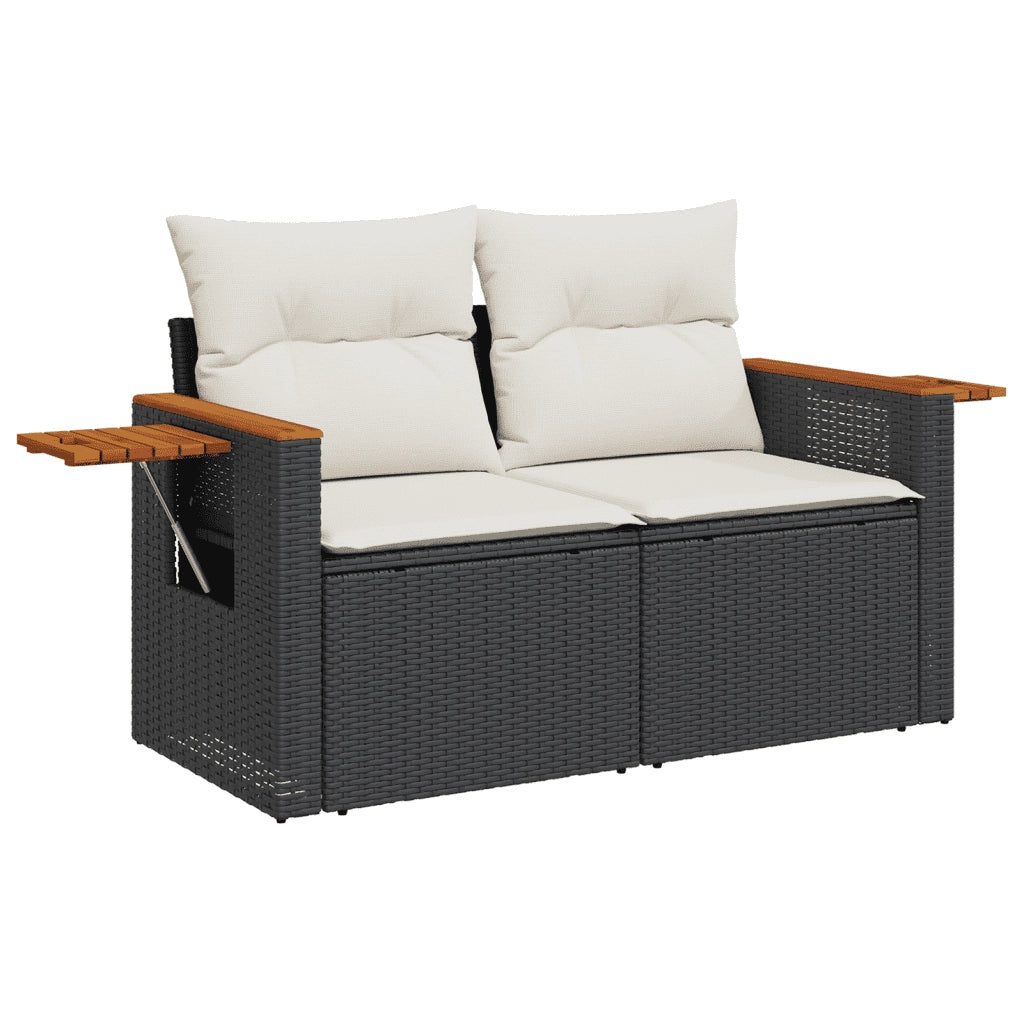 Set Divani da Giardino 10pz con Cuscini in Polyrattan Nero 3273681
