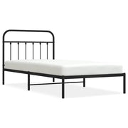 Letto singolo | Letto per adulti | Giroletto con Testiera Metallo Nero 100x200 cm