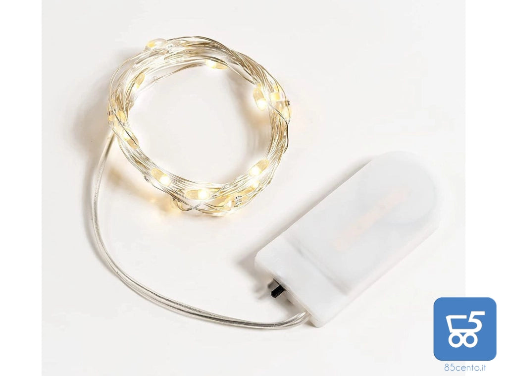 10 pz Filo Modellabile Luci Led Bianco Caldo 2 Mt a Batteria Con Interruttore per Feste Ricorrenze