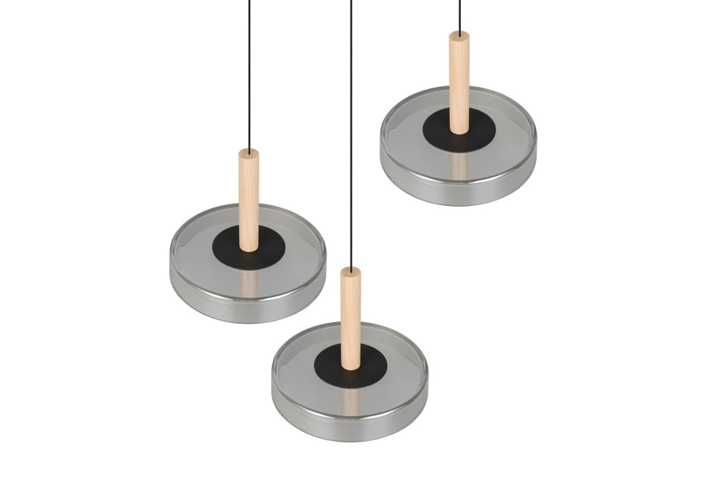 Lampada a sospensione Trio Celeste LED 3 luci nera Ø35