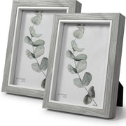 Fotolijst in Legno Grigio 7x5 - Appoggio Libero o Murale - Set da 2 per Matrimonio