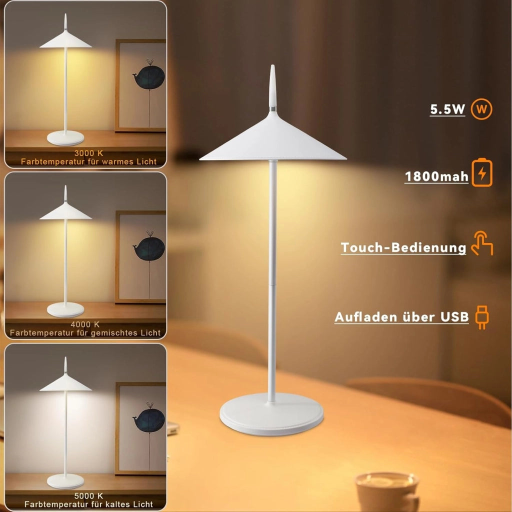 ZMH Lampada da tavolo LED moderna ricaricabile touch dimmerabile per esterni giardino