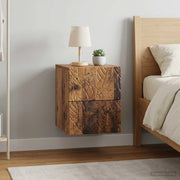 Mobiletto da notte a muro 2 pcs Legno antico 34,5 x 33 x 40 cm 898822