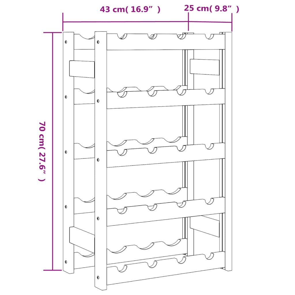 Portabottiglie per 20 Bottiglie Nero Legno Massello di Pino 373401