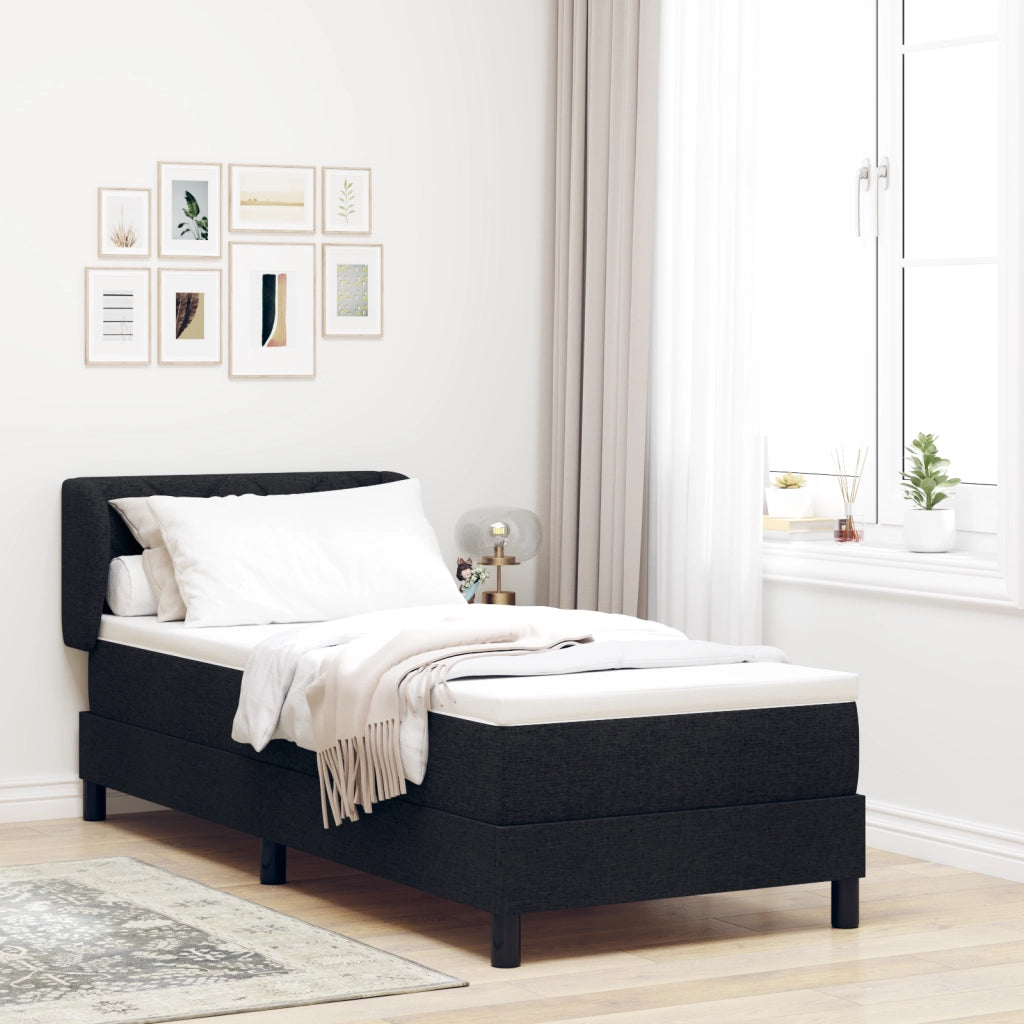 Letto a Box con Materasso Nero 80x200 cm Tessuto
