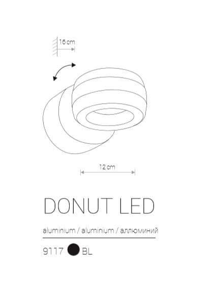 Applique esterno Nowodvorski Donut II LED 2x6W nero IP44