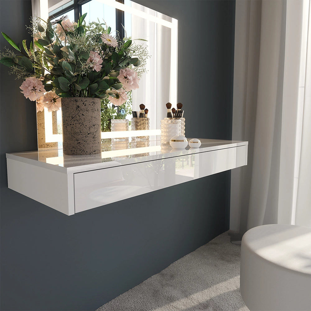 Vicco Tavolo da toeletta Bianco 100 cm 3 parti