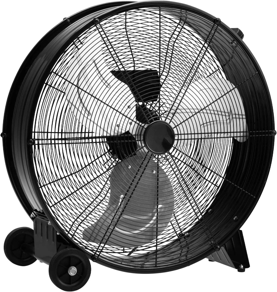 Ventilatore da Terra Industriale a 3 Velocit¨¤ con Pale in Alluminio, Ventilatore a Piantana Potente ad Alta Velocit¨¤ su Ruote in Gomma, 180W Max, 65x37x67 cm (Nero)