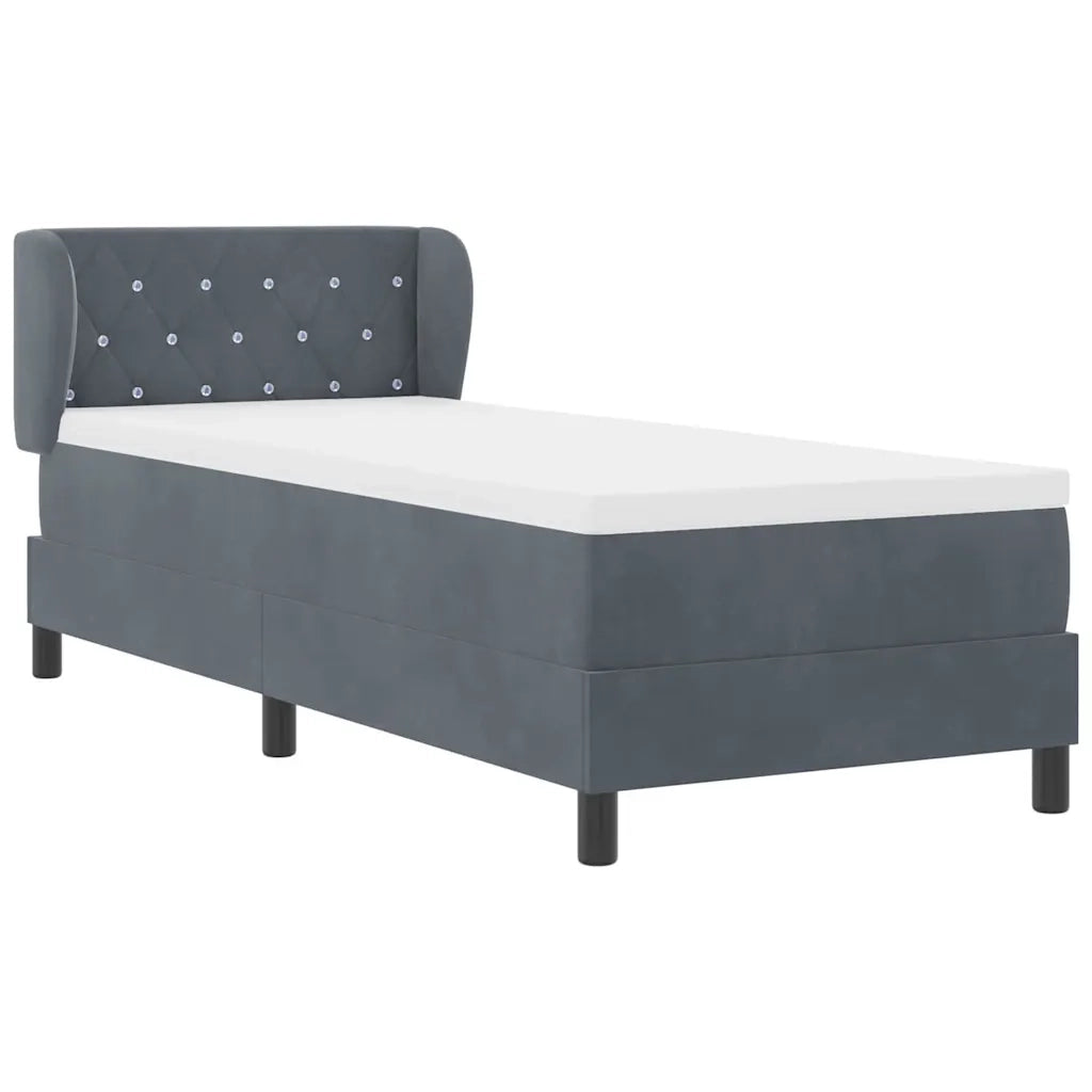 Letto a molle con testiera Grigio scuro 80 x 200 cm Velluto 3340305