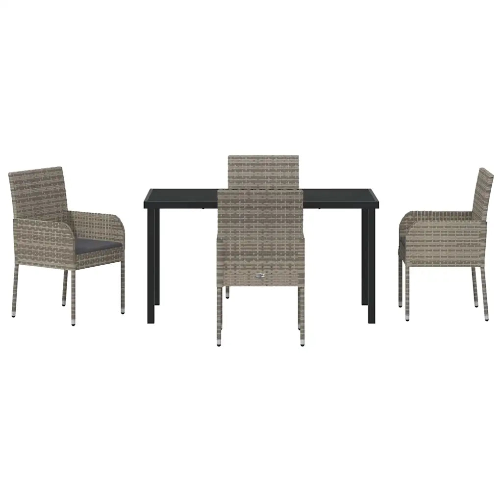 Set da Pranzo per Giardino con cuscino 5 pcs Grigio polyrattan 3380108