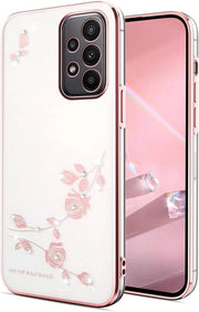 Copertura Premium TPU Silicona Schoccorientata per Samsung Galaxy A23 - Decorazione a Diamanti Glanzente e Elegantemente Giallaggiunta in Rosa
