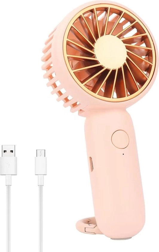 Ventilatore Mini Portatile con Alimentazione USB con Gancio Silenzioso Ventilatore Personale 3 Velocità Ventilatore da Scrivania Facile da Portare per Viaggi all'Aperto Campeggio Rosa