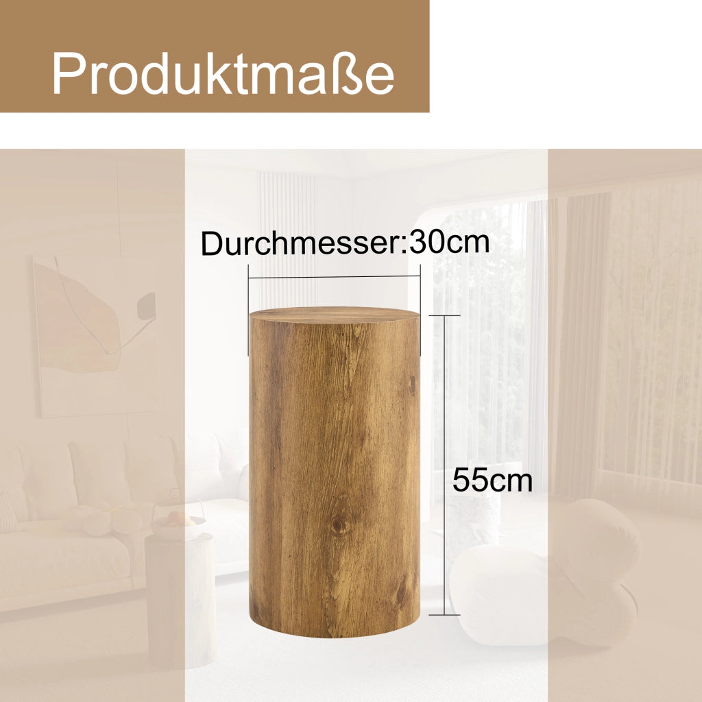 TAVOLINO rotondo 30x55 cm in MDF effetto legno, colore legno