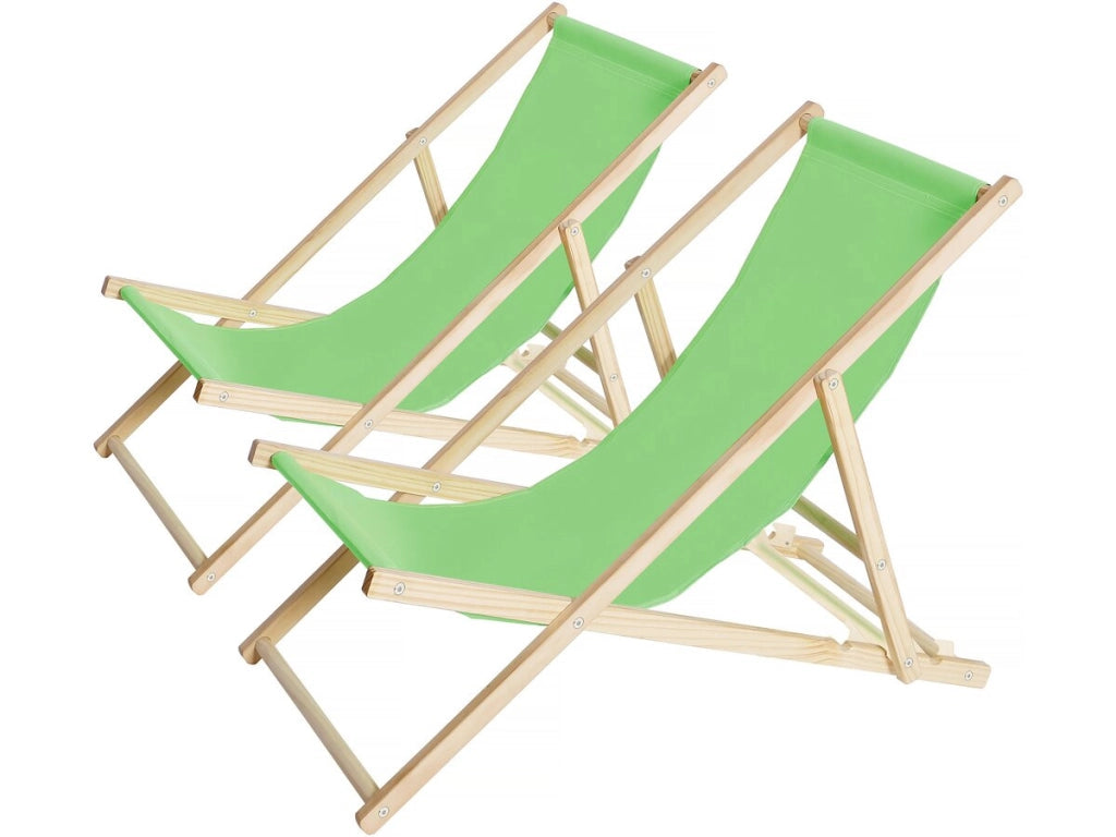 Set di 2 sedie a sdraio in legno "Chilean" - 107 x 56.5 x 81 cm - Verde