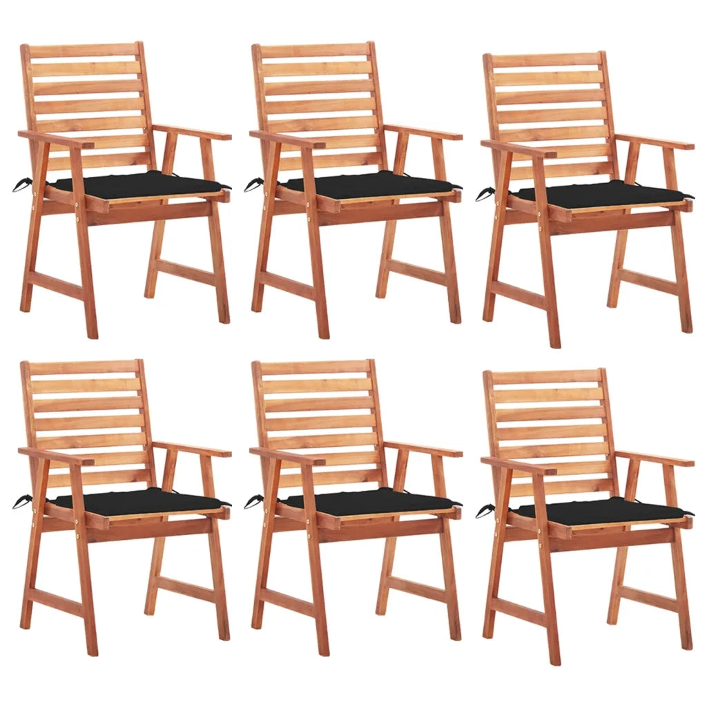 Sedie da Pranzo da Esterni con Cuscini 6 pz Massello di Acacia cod mxl 24214