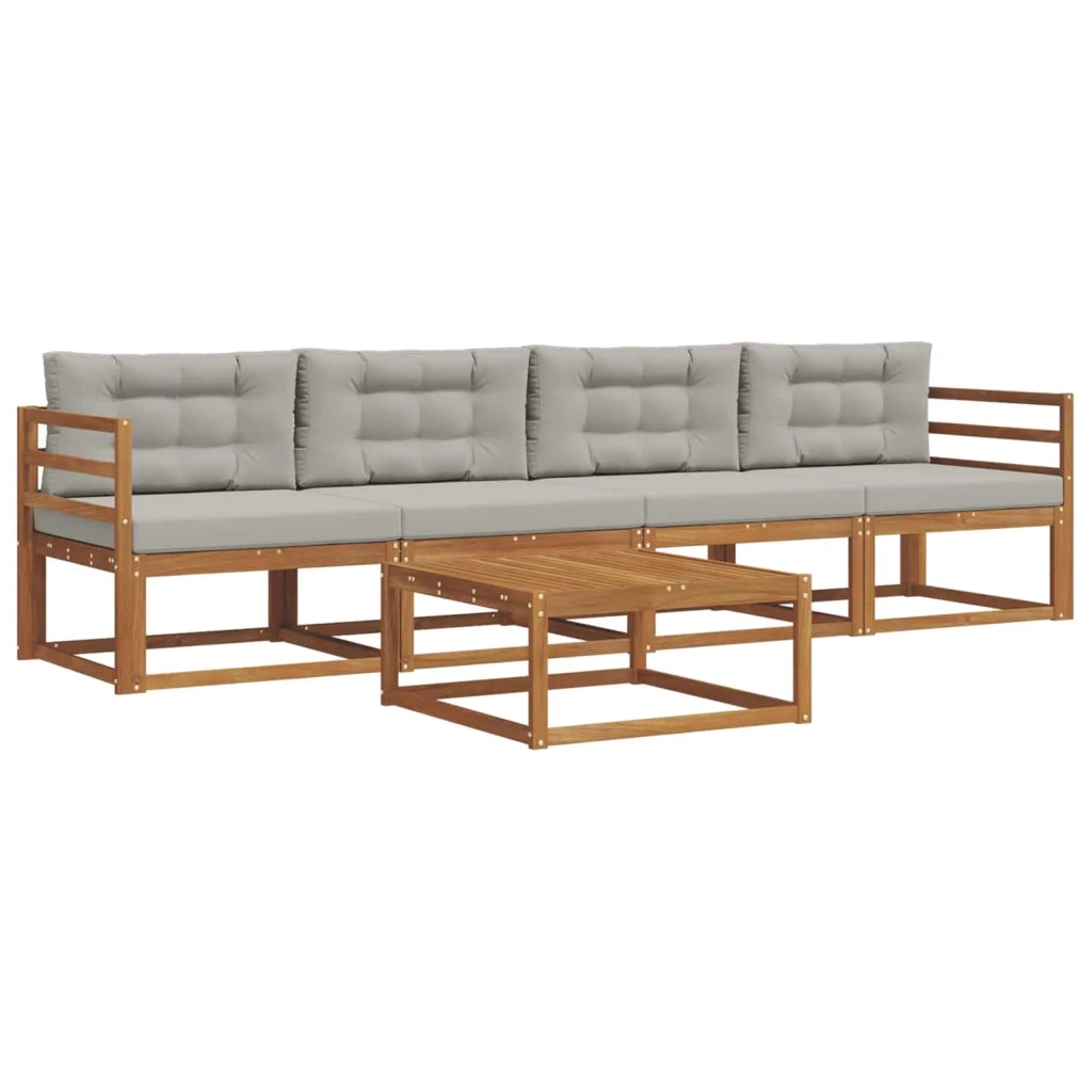 Set di divani da esterno 5 pcs Grigio Naturale e Chiaro 3367144