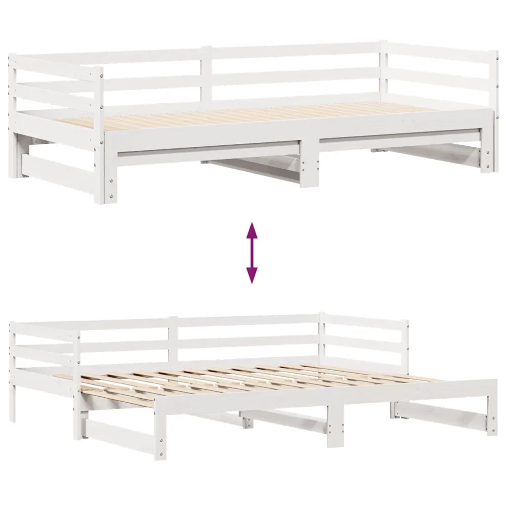 Dormeuse con Cassetti Bianco 90x200 cm Legno Massello di Pino 3302145