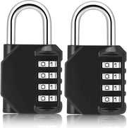 Set di 2 combinazioni a chiave, serrature a combinazione in acciaio zincato con codice di combinazione a 4 cifre, serratura a combinazione in acciaio inox per armadi per palestra, capanni (B, nero)