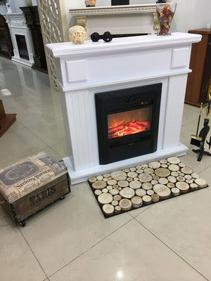 Camino Elettrico da Pavimento 99,7x103,4x27 cm Effetto Fiamma 2000W Marina & Cristina Bianco