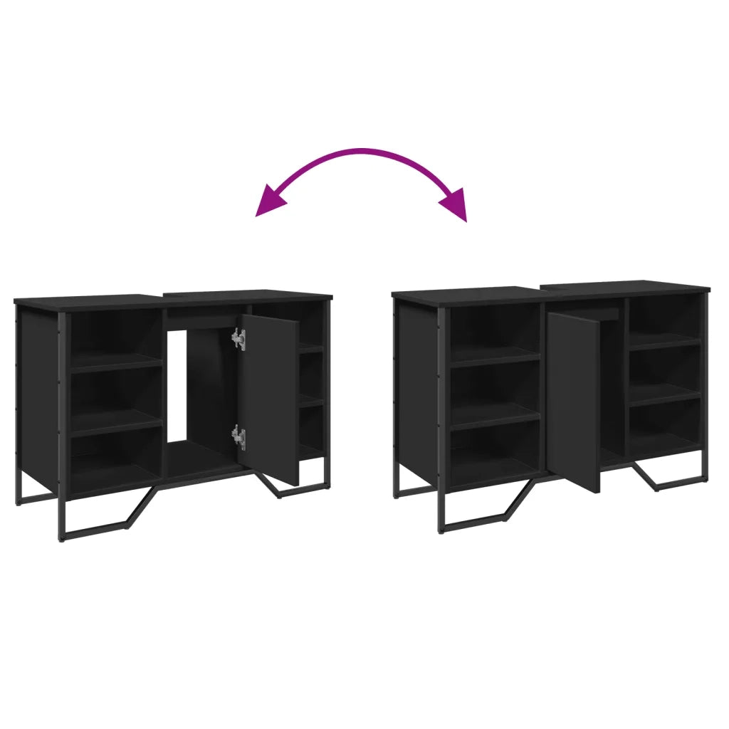 Mobile Lavabo | Armadio Lavabo Bagno Nero 91x35x60 cm in Truciolato