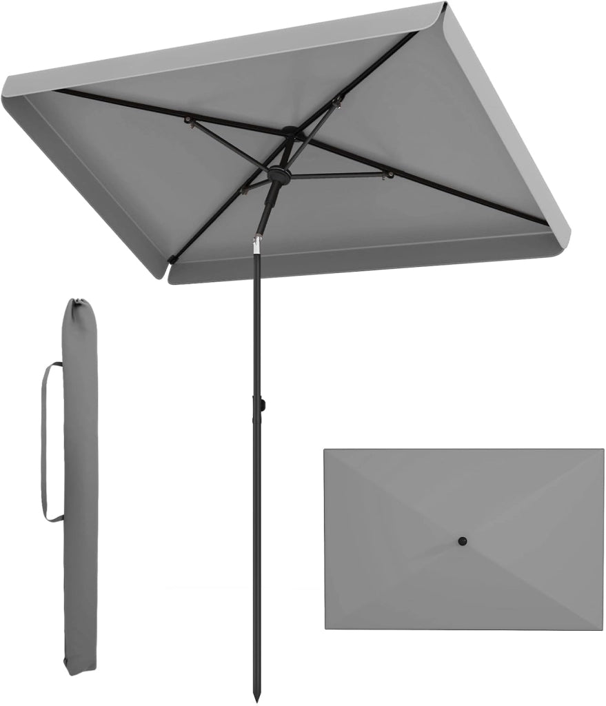 Ombrellone da Balcone 200 x 130 cm, Inclinazione Regolabile, Anti-UV, con Borsa da Trasporto, per Giardino, Terrazzo, Spiaggia