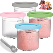 Set di 4 ciotole per gelato con coperchio - contenitore per gelato per la macchina per gelato Ninja Creami - accessori per tubi - serie NC301 NC300 - NC299AMZ - inclusa cucchiaia per gelato