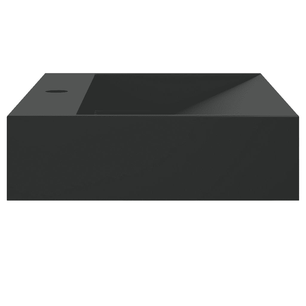 Lavandino-Lavabo-Lavello 60x38x11 cm Blocco in Marmo/Minerale Nero Opaco