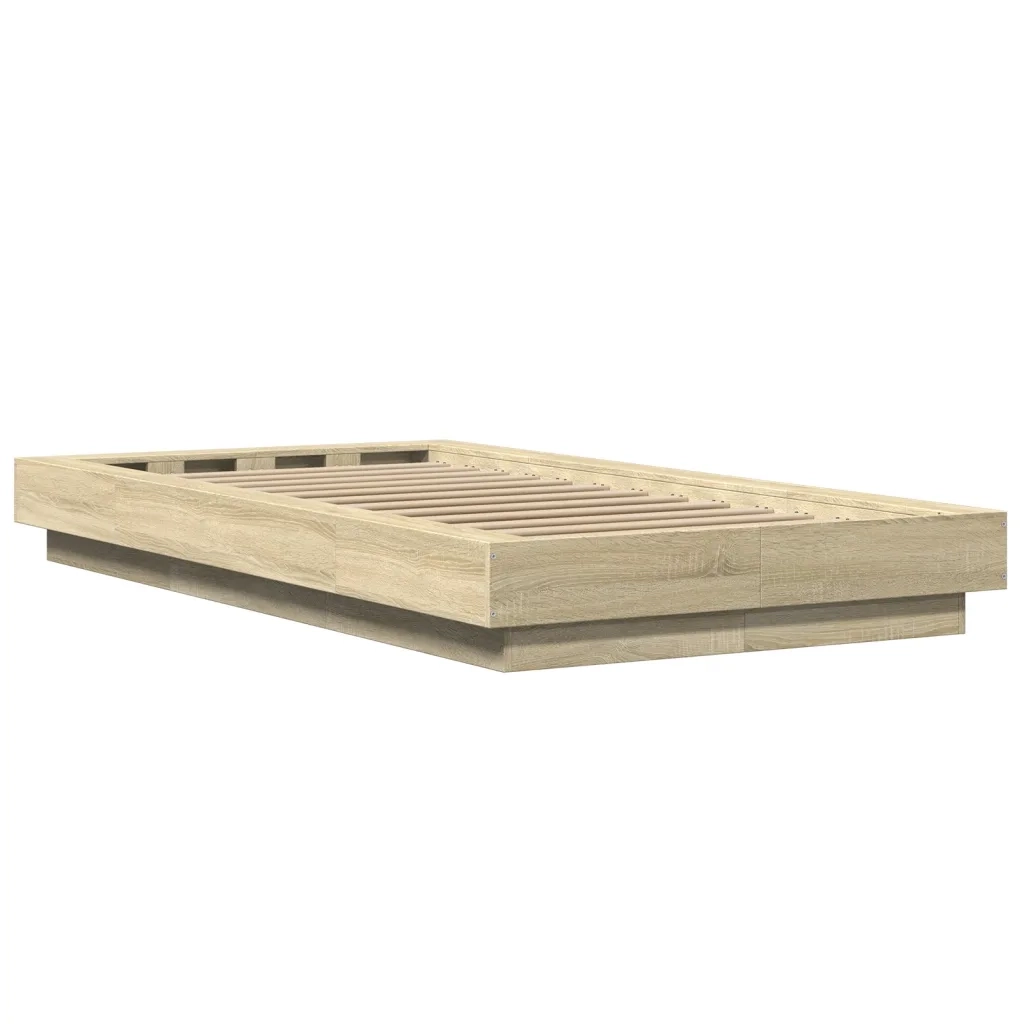 Giroletto Luci LED-Struttura Letto con LED Rovere Sonoma 100x200cm in Legno Multistrato 968764