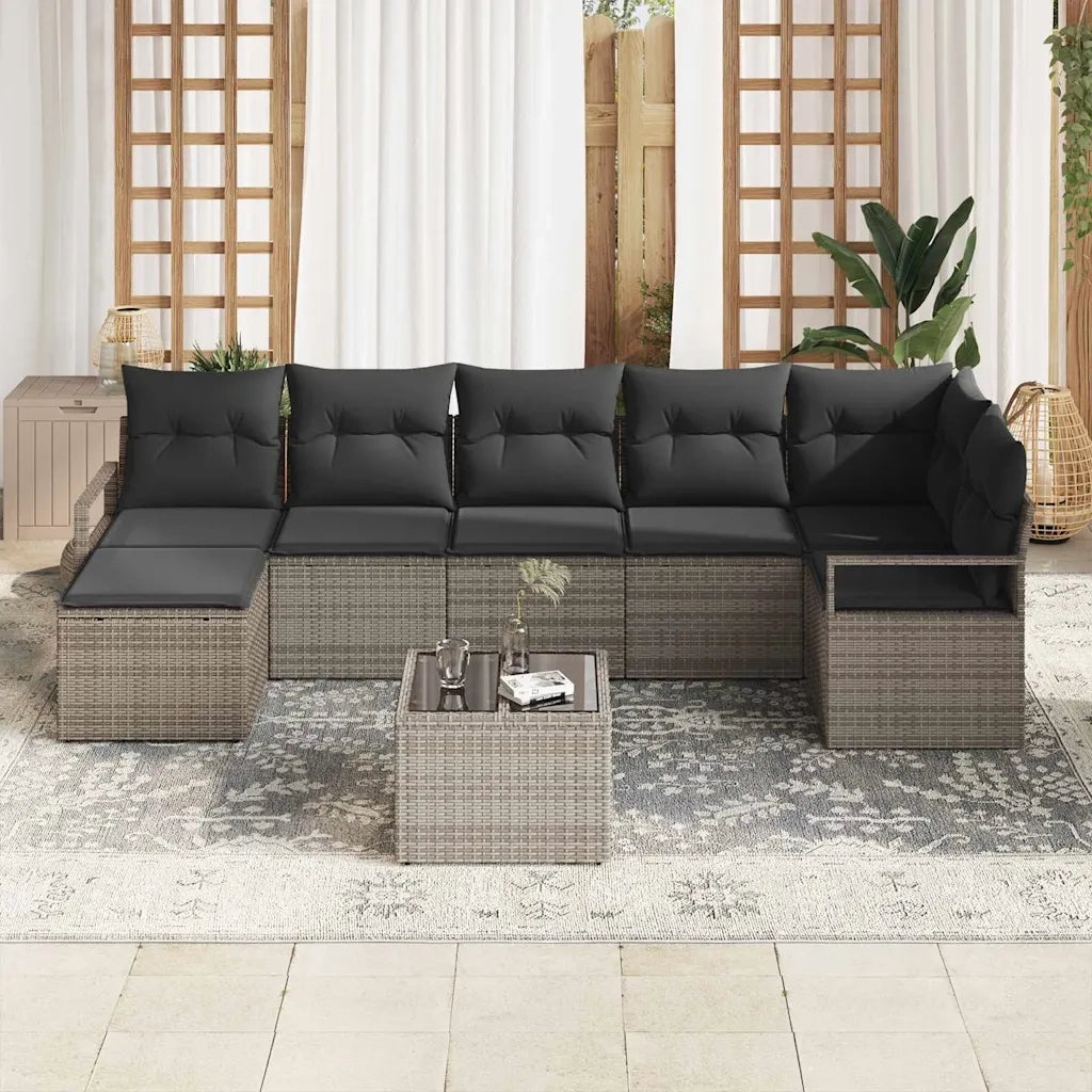 Set di divani con cuscino 8 pcs Grigio polyrattan
