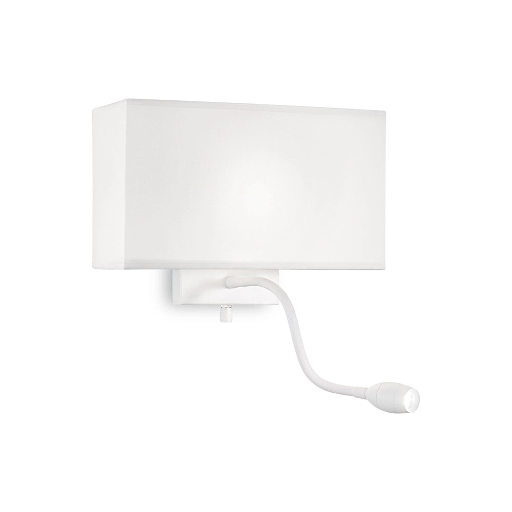 Applique Moderna Hotel Metallo Bianco 2 Luci E27+Led 1,5W