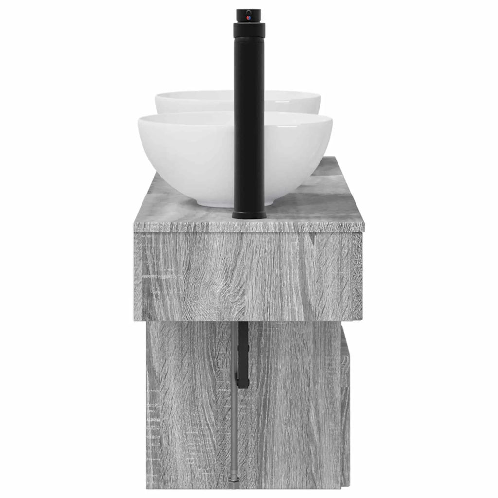 Set di mobili per il bagno 3 pz Sonoma grigio 3405583