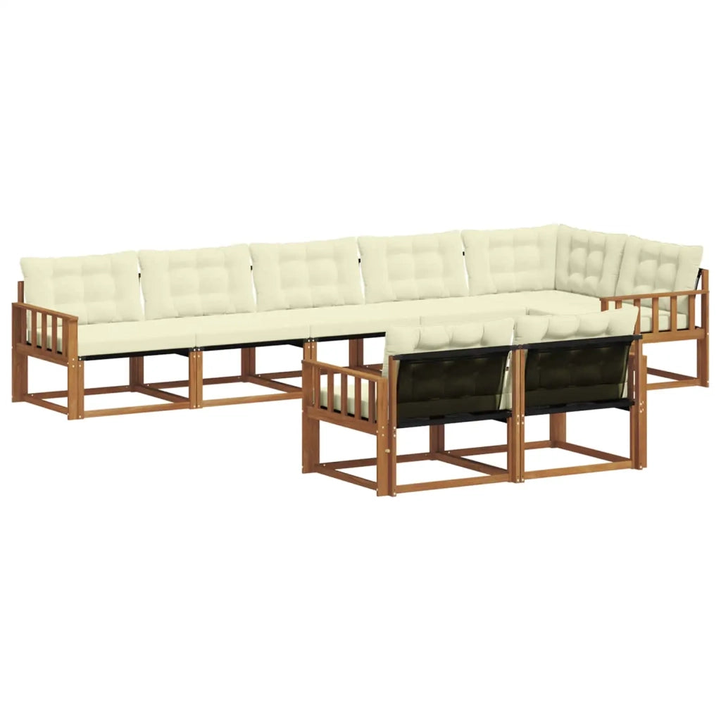 Set di divani da esterno con cuscino 8 pcs Naturale e Crema