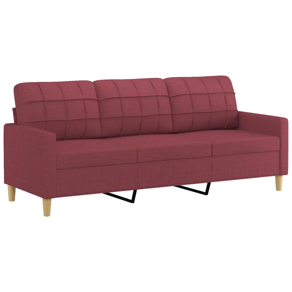 Set di Divani 3 pz con Cuscini Rosso Vino in Tessuto 3201320