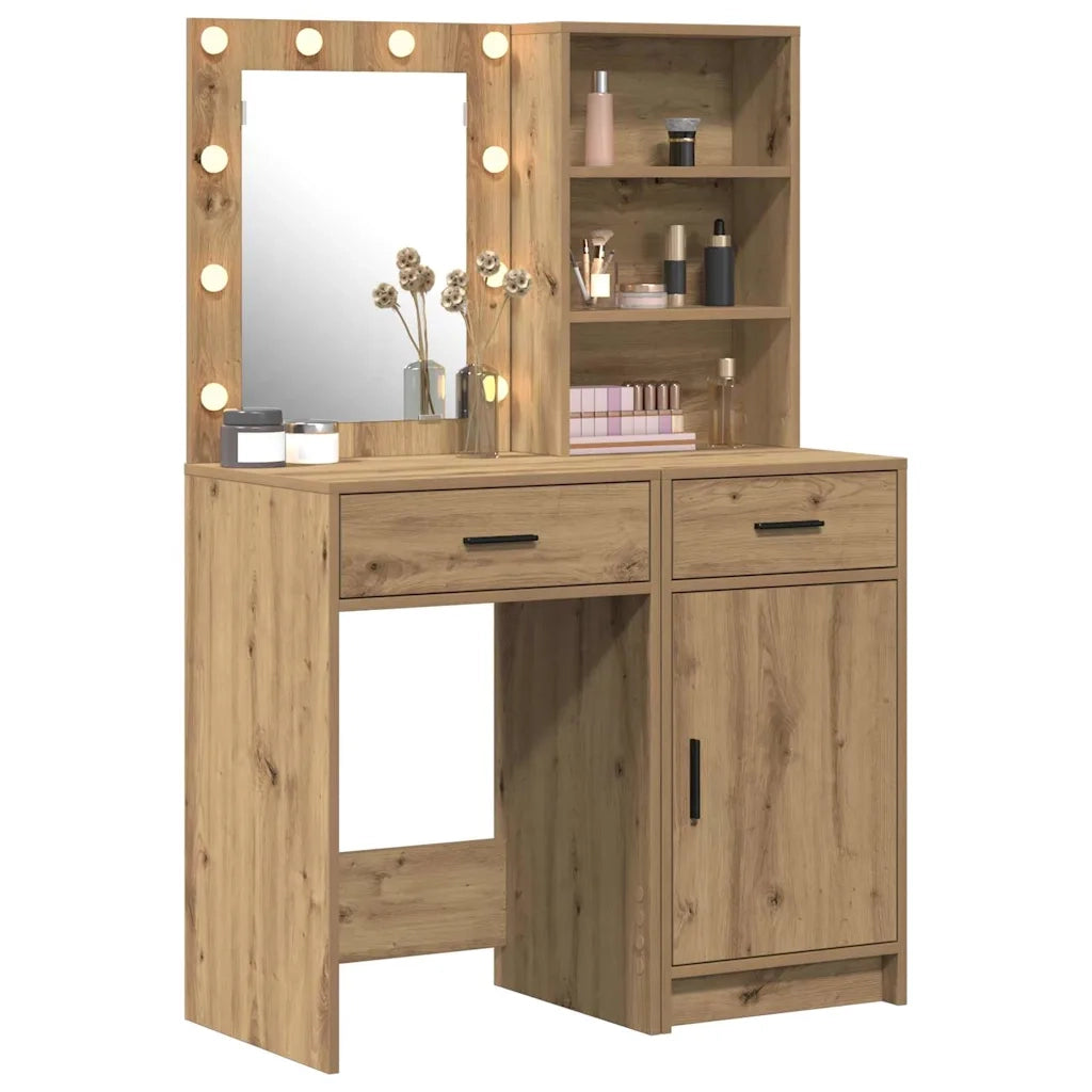 Set da tavolo da trucco con LED 2 pcs Rovere artigianale 3334280