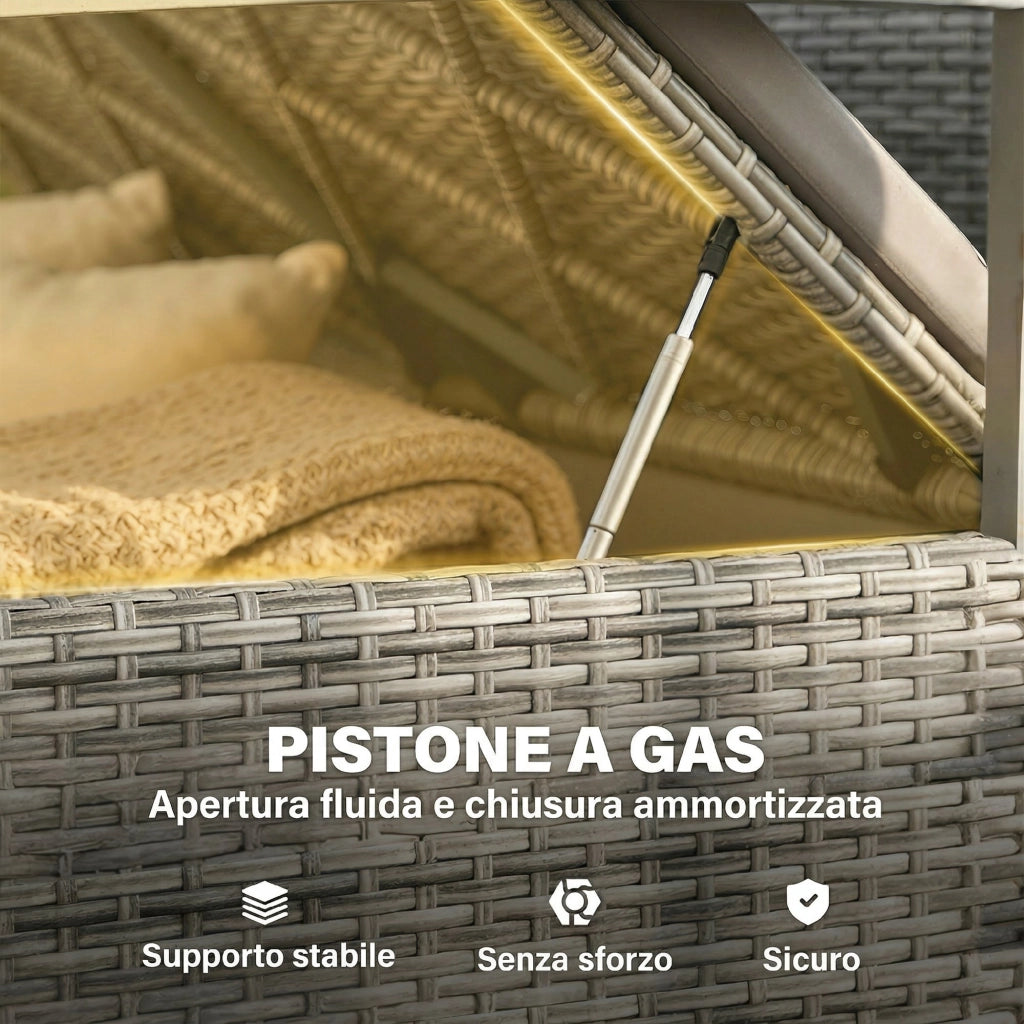 Panca Giardino 170L, 2 Posti Rattan con Cuscino, Grigio Chiaro