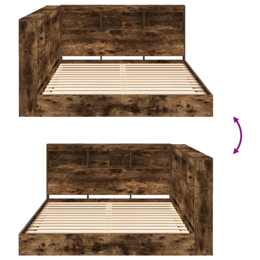 Letto Libreria Rovere fumo 140 x 200 cm Legno multistrato 3335732