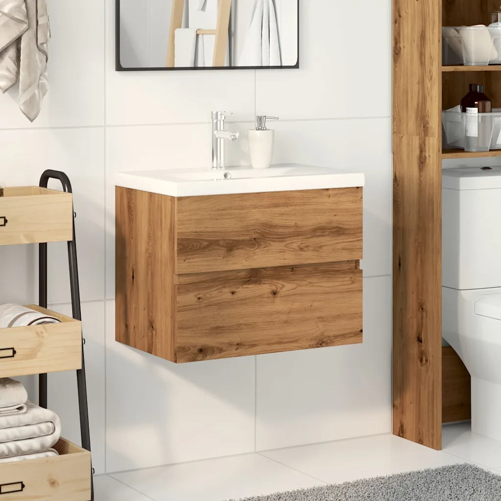 Mobile con Lavabo Integrat-Armadietto da Cucina-Lavandinoo Rovere Artigianale 273760