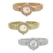 Trade Shop - Orologio Da Polso Donna Elegante Con Cristalli 26mm Bracciale Rigido -