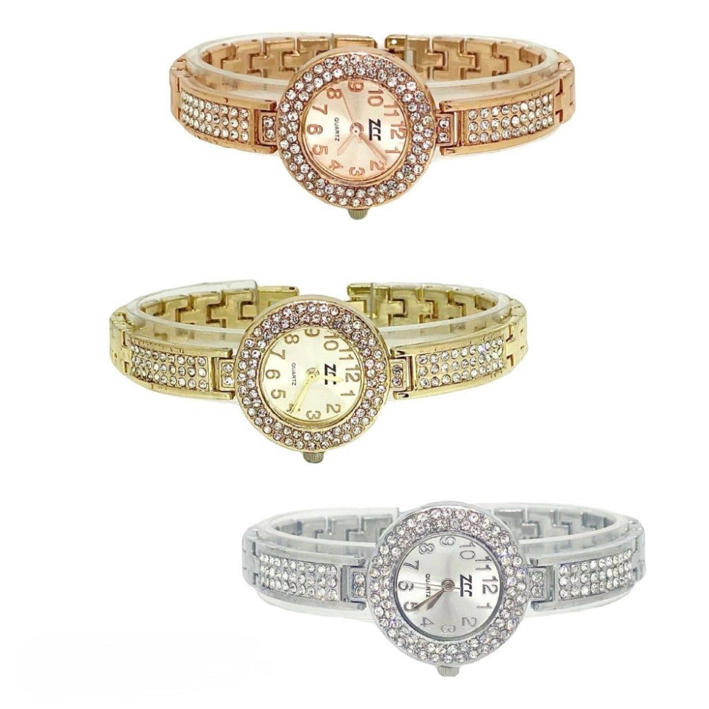 Trade Shop - Orologio Da Polso Donna Elegante Con Cristalli 26mm Bracciale Rigido -