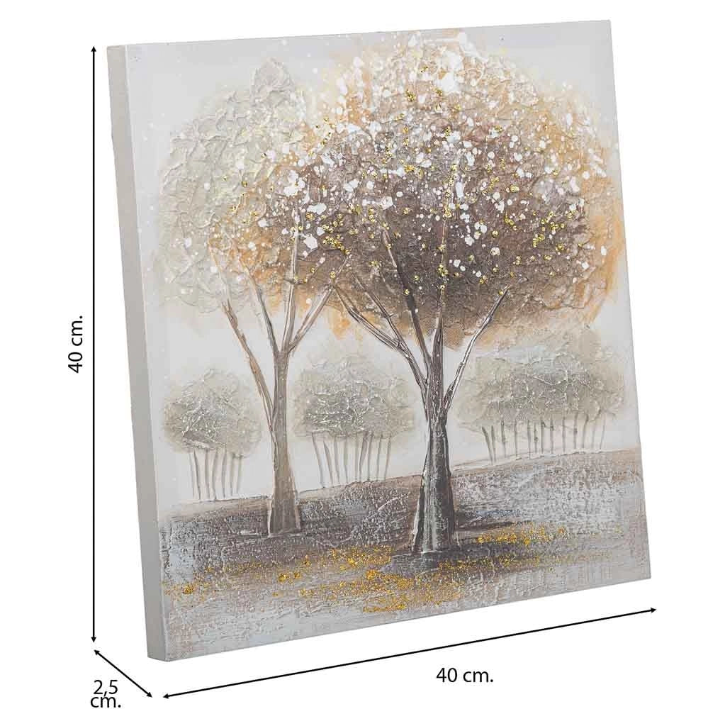 Quadro dipinto a mano con rilievo oro 40x40x2,5h